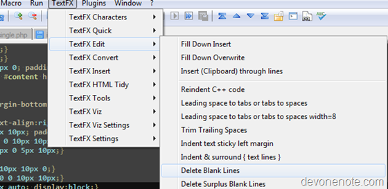 delete blank lines in notepad++