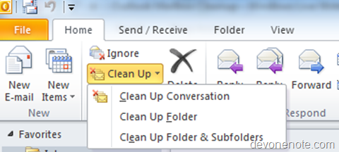 outlook clean up conversion